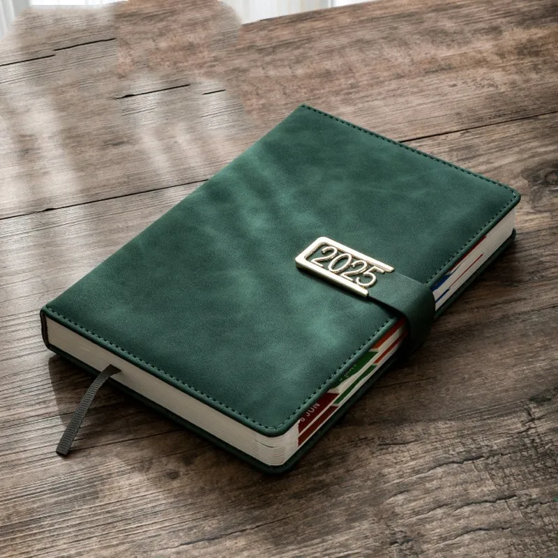 A5 Leather Cover Buckle Annual Calendar Thickened Notebook Business Office Meeting Records Business Notepad Diary Notes