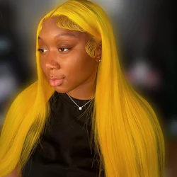 Yellow 613 13x4 13x6 Transparent Lace Frontal Wig Brazilian Straight 613 Colored Human Hair13x6 Lace Front Wigs Pre Plcuked