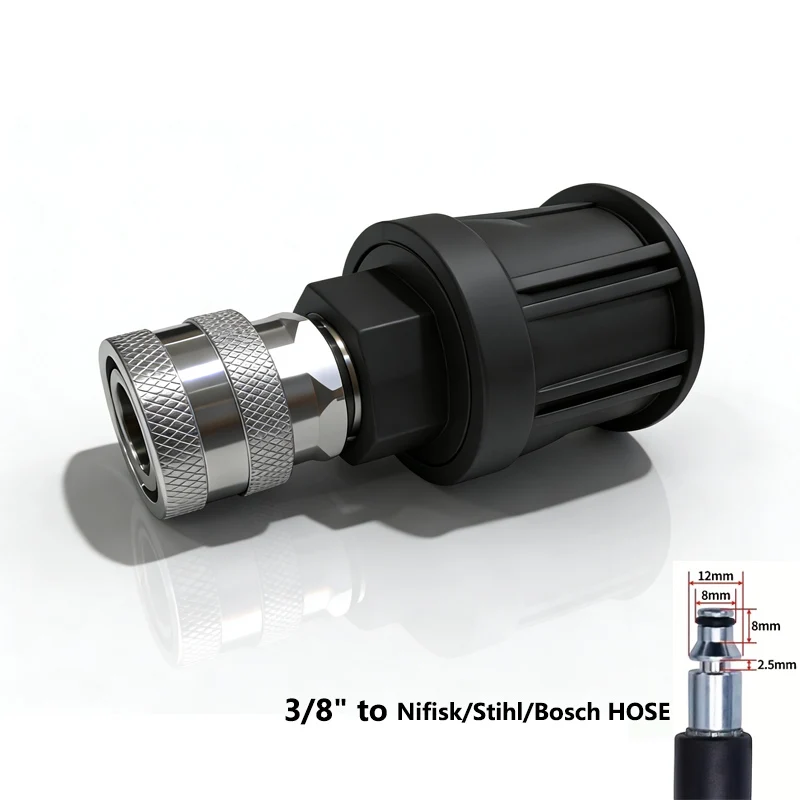 3/8 Zoll Schnellanschluss-Hochdruckreiniger-Schlauchadapter für Wasserpistolen-Verbindungsschlauch (3/8 Zoll Schnellanschluss an Karcher Lavor Bosch – Detail 1