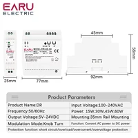 15W 30W 45W 60W Single Output DC 5V 12V 24V Industrial Din Rail Power Supply Switch Input 100-240VAC DR-15 DR-30 DR-45 DR-60 - Image 2