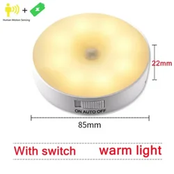 Luce Notturna a LED Ricaricabile con Sensore di Movimento e Interruttore