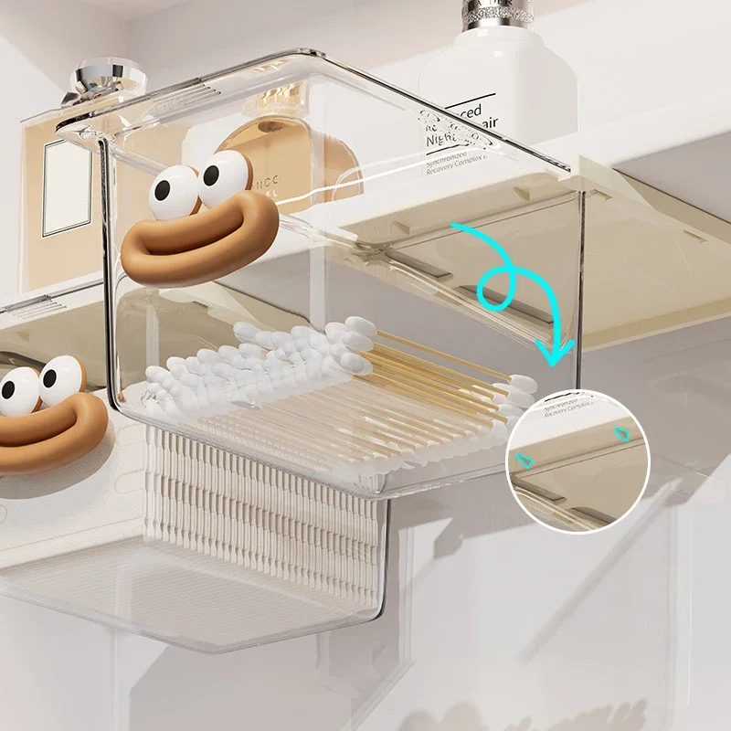 Under Mirror Cabinet Drawer Organizer Transparent Simple Bathroom Cabinet Cotton Swabs Cosmetic Pull Out Shelf Storage Box 5
