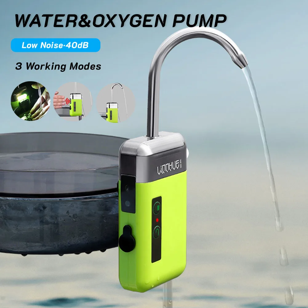 

Portable MultiFunction Fishing Suction Device Aquarium Air Pump Sensor LED Lighting USB Rechargeable O2 Pump for Fish Tank