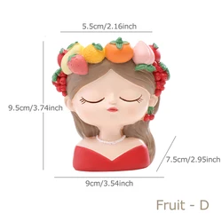 Charming Girl Portrait Succulent Planter - Decorative Floral Pot (Fruit - D)