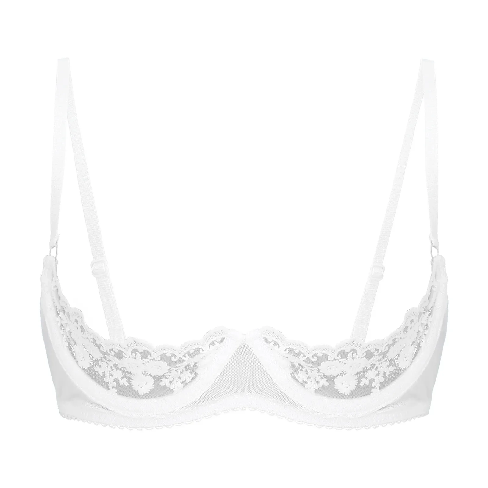 Womens Lingerie Sheer Floral Lace Underwired Open Chest Bra Unlined Brassiere 1/4 Cup Steel Ring Frame Erotic Bra Top,erotic lingerie,women strapless bras