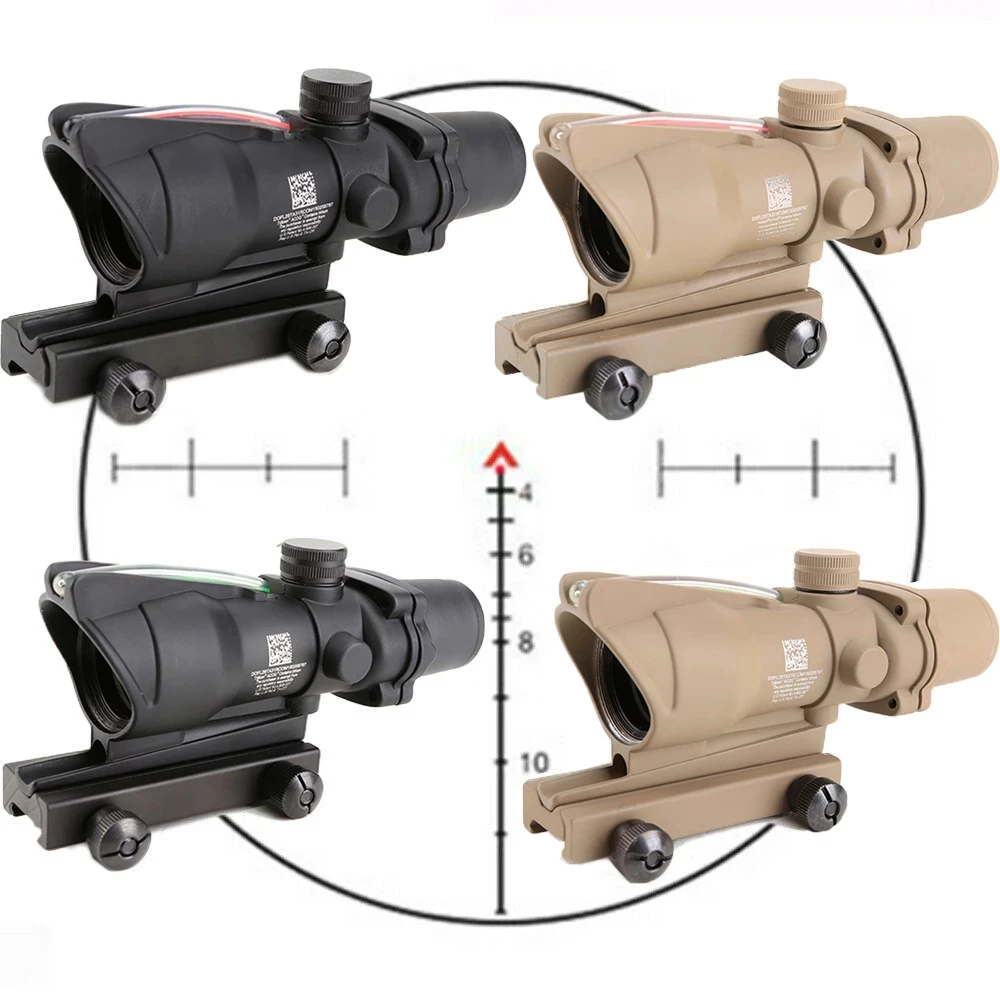 4X32 ACOG Riflescope 20mm Dovetail Reflex Optics Scope Chevron/ Cross Reticle Tactical Sight