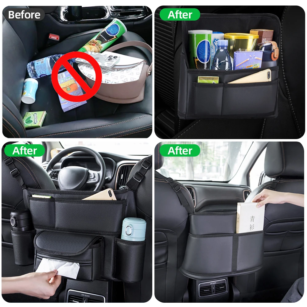 Leather Seat Back Organizer Car Handbag Holder Between Seat Car Organizer  Front Seat Storage Barrier of Backseat Pet Kids - AliExpress