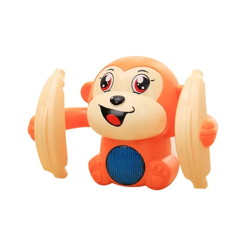 Electric Glowing Rolling Monkey Toy for Kids Practice Head up Crawling Baby Rolling Monkey Plush Toys from China Mainland