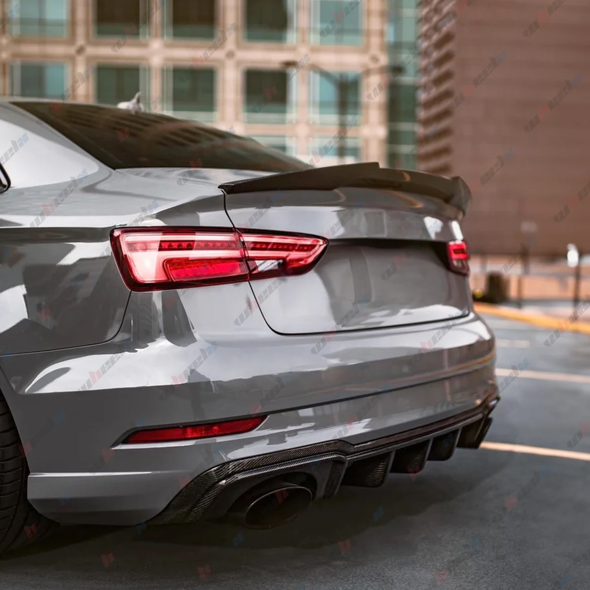 M4 REAR TRUNK SPOILER HIGHKICK WING FOR 14-20 AUDI A3 S3 RS3 SEDAN GLOSS BLACK
