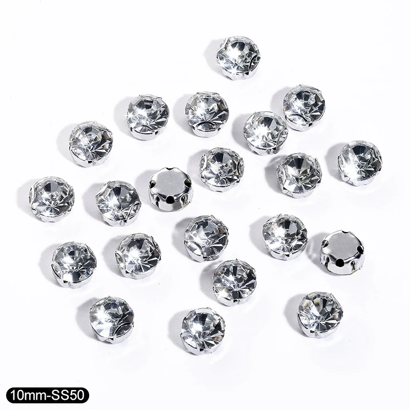 Klauenbecher, 4–10 mm, runde Klaue zum Aufnähen, klarer Kristall-Strassstein mit Loch, flache Rückseite, Splitter, DIY, Nähen, Strass-Strass-Dekoration – Detail 10