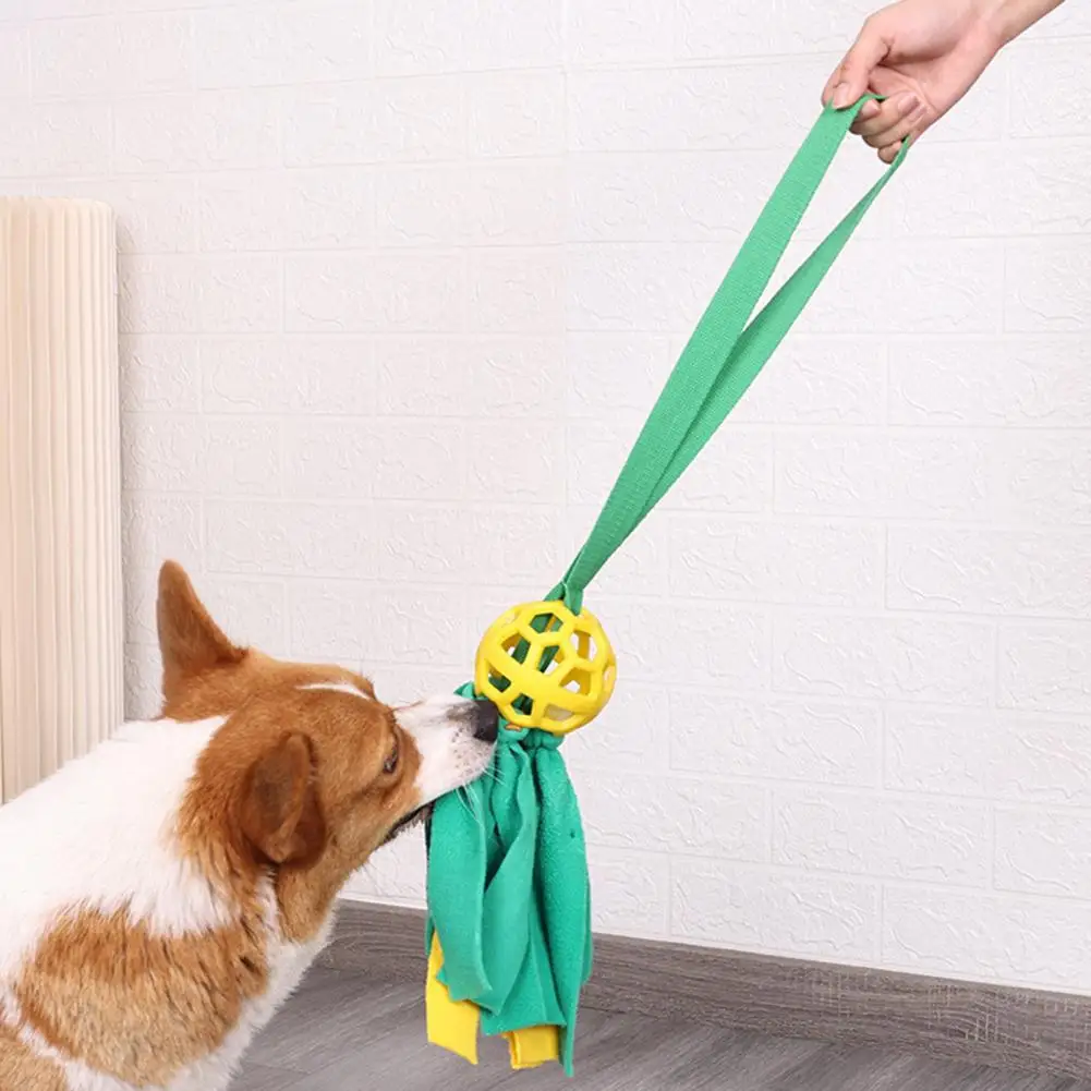 

Веревка для собак с колокольчиком, игрушечная веревка для домашних питомцев, игрушка-пончик с мячиком, устойчивая к укусам головоломка для собак, со скрипящим звуком, защита от вскрытия, полый дизайн