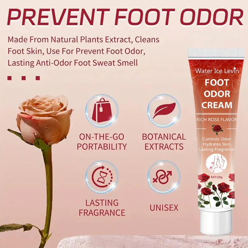 Rose Hand and Foot Deodorant Cream, 72H Long-Lasting Deodorant, Rose Fragrant, Suitable for Fitness Date with Multiple Scenes, Moisturizing Skin