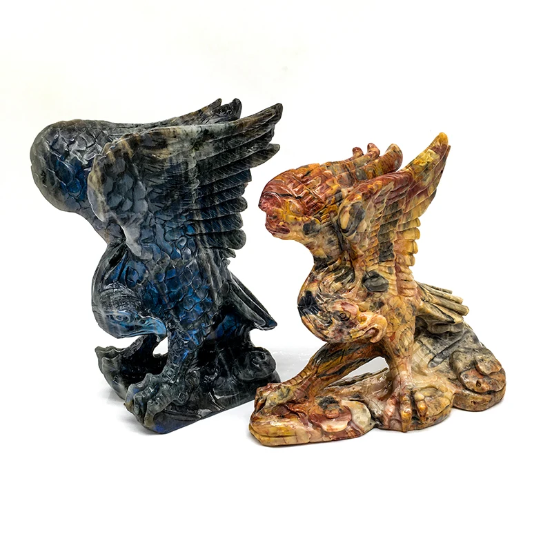 

Удивительный ручная резьба, натуральный Карибский кристалл, Орел, животные, розовый кварц, Орел, заголовки, лабрадорит, ремесла для украшения
