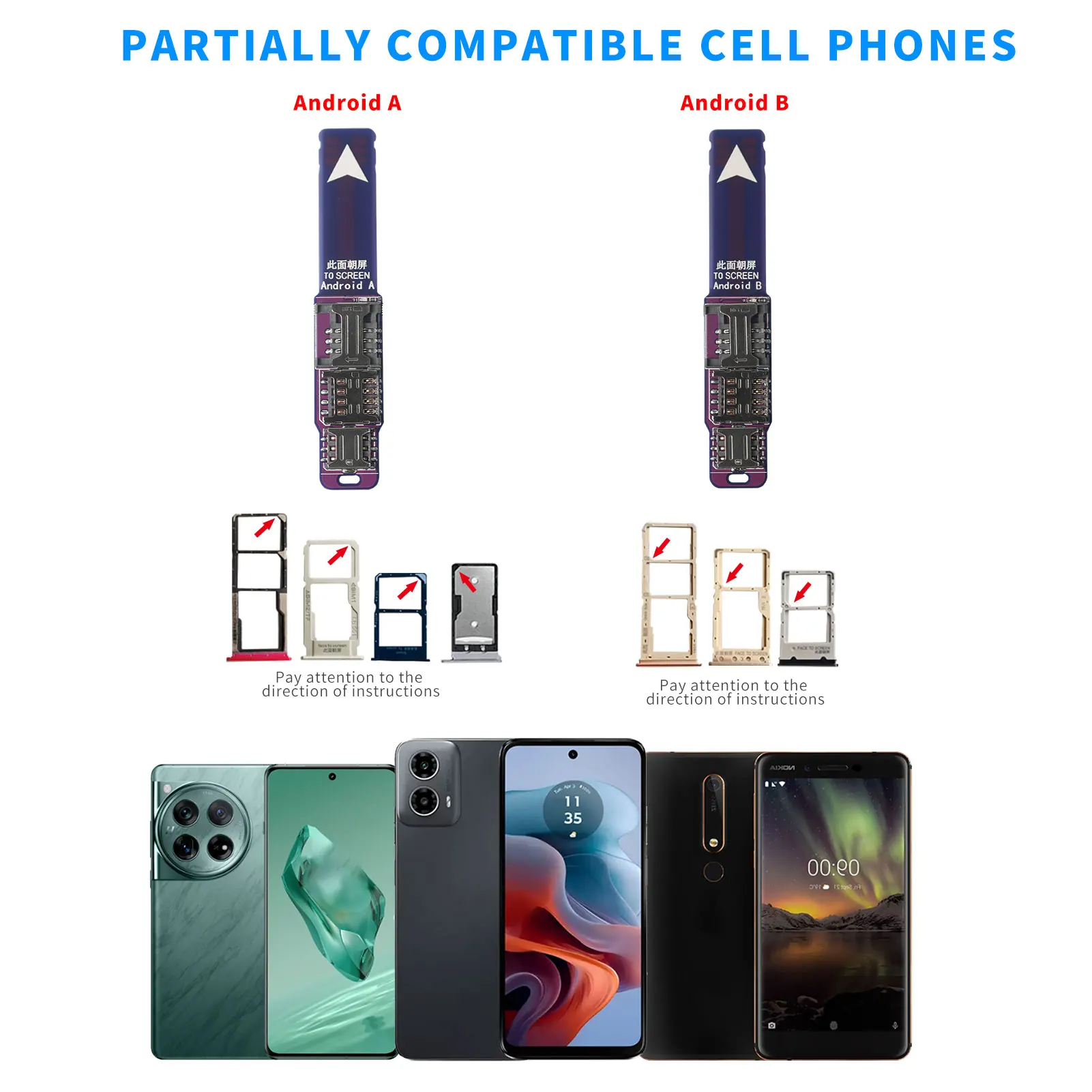 3-in-1 Cell Phone IC Card Activation Tool Micro SIM Card Converter Sim Adapter External Slot Extender