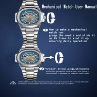 LONGLUX Men automatic mechanical watch luxury watches waterproof skeleton business cheap wholesale stainless steel gift watch 6
