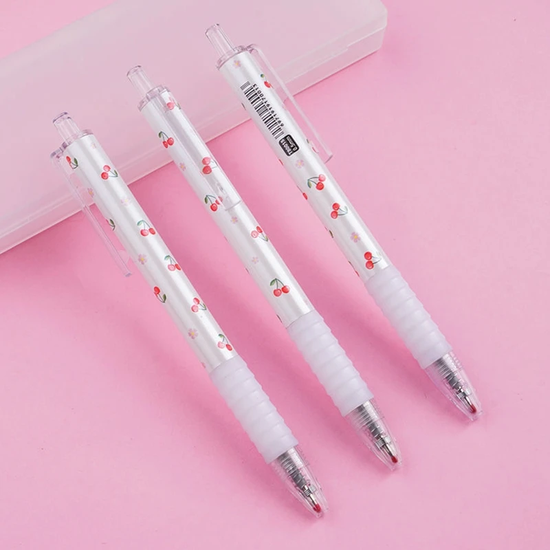 2 Pcs Cherry Blossoms 0.5mm Press Gel Pens Black Ink Fine Point for Writing Journaling Notetaking Students Stationery 3