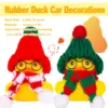 2 Pack Winter Car Rubber Ducks Dashboard Decoration Ducks Car Ornaments Accessories with Mini Beanie Hats, Scarves 5