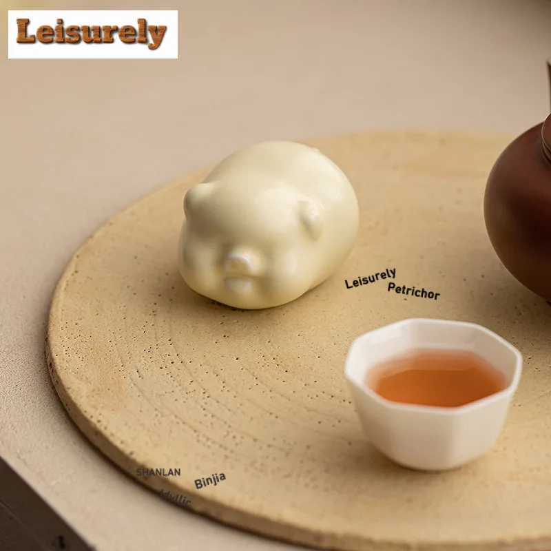 Cute Zodiac Wealth Pig Tea Pet Elegant Fish Tank Landscaping Tea Figurine Play Toys Tea Statue Ornaments Teaware Supplies Craft