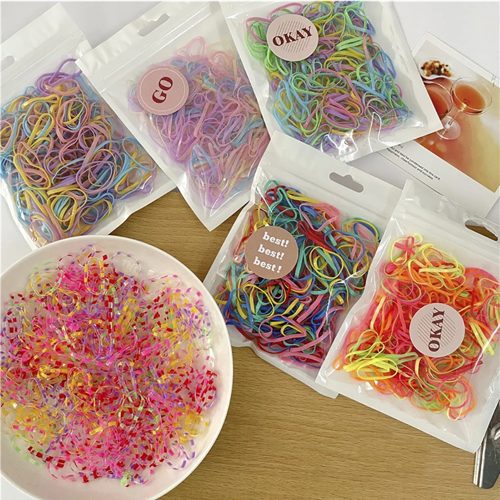 200pcs/pack Colorful Small Disposable Elastic Hair Bands Scrunchie