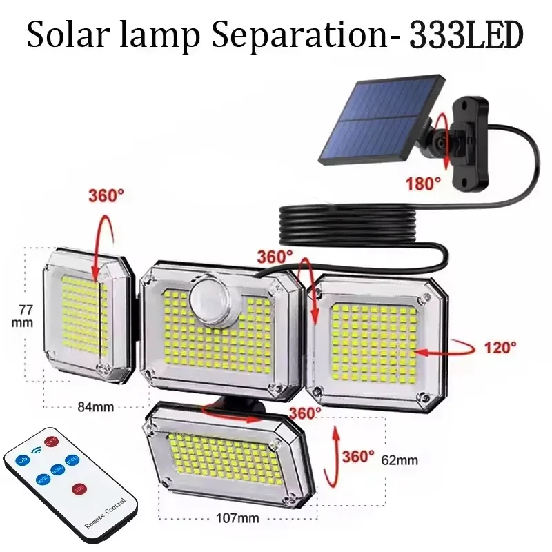 LED Solar Light Waterproof Solar Powered Outdoor Motion Sensor 122/333 LED Security Street Lamp Sconce Spotlights For Garden Decoratio