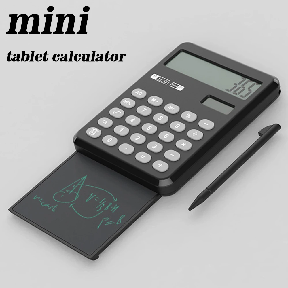 

Portable 12-digit Solar Calculator Handwriting Board Pull-out Supply Compact