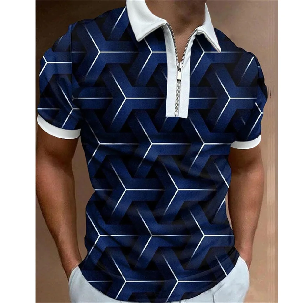 T-shirts Men Golf Quarter Zip Polo Street Collar Men's Tops