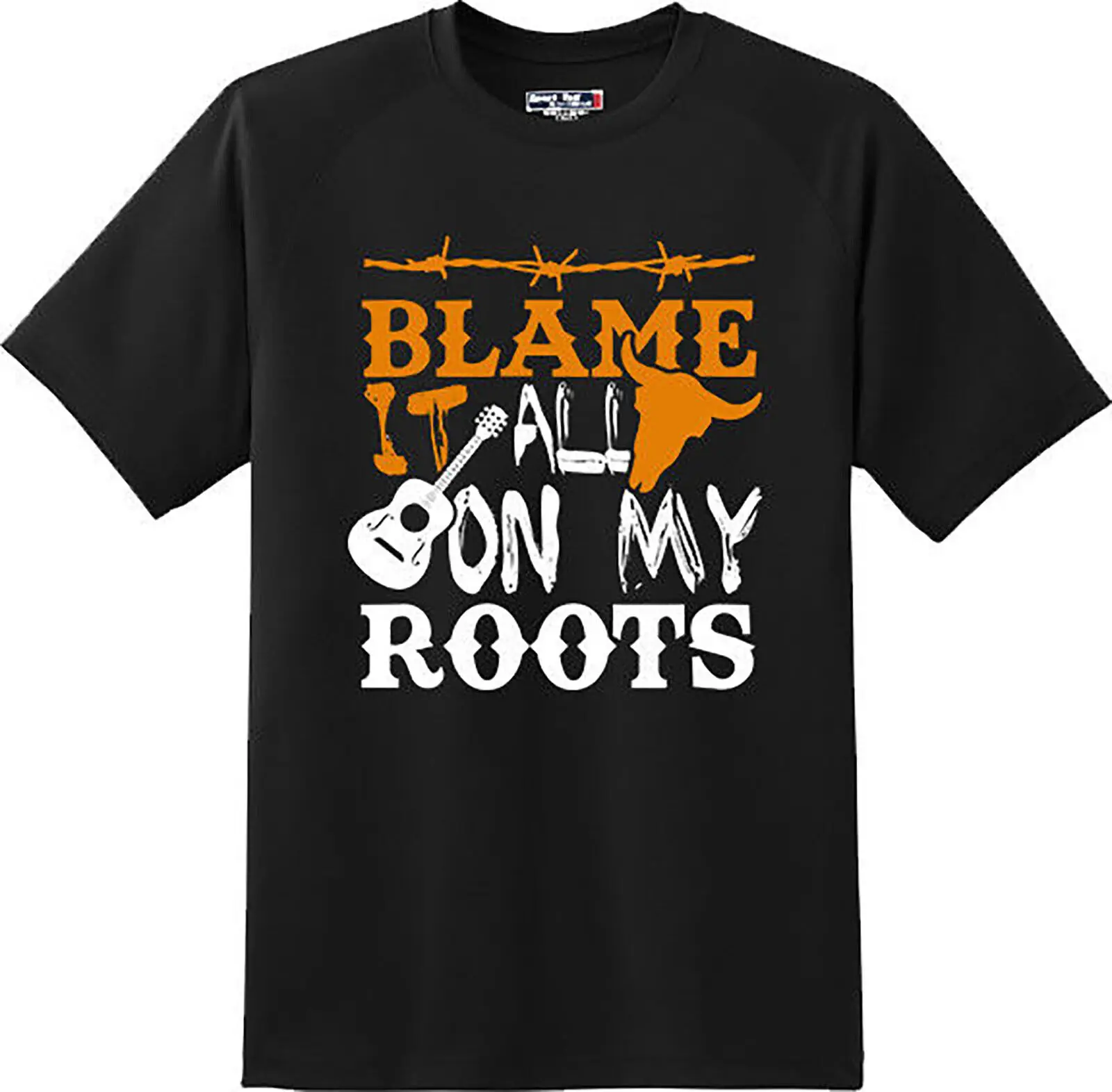 

Blame it all on my roots Country Music O-Neck Cotton T Shirt Men Women Casual Short Sleeve Loose Tshirt Dropshipping