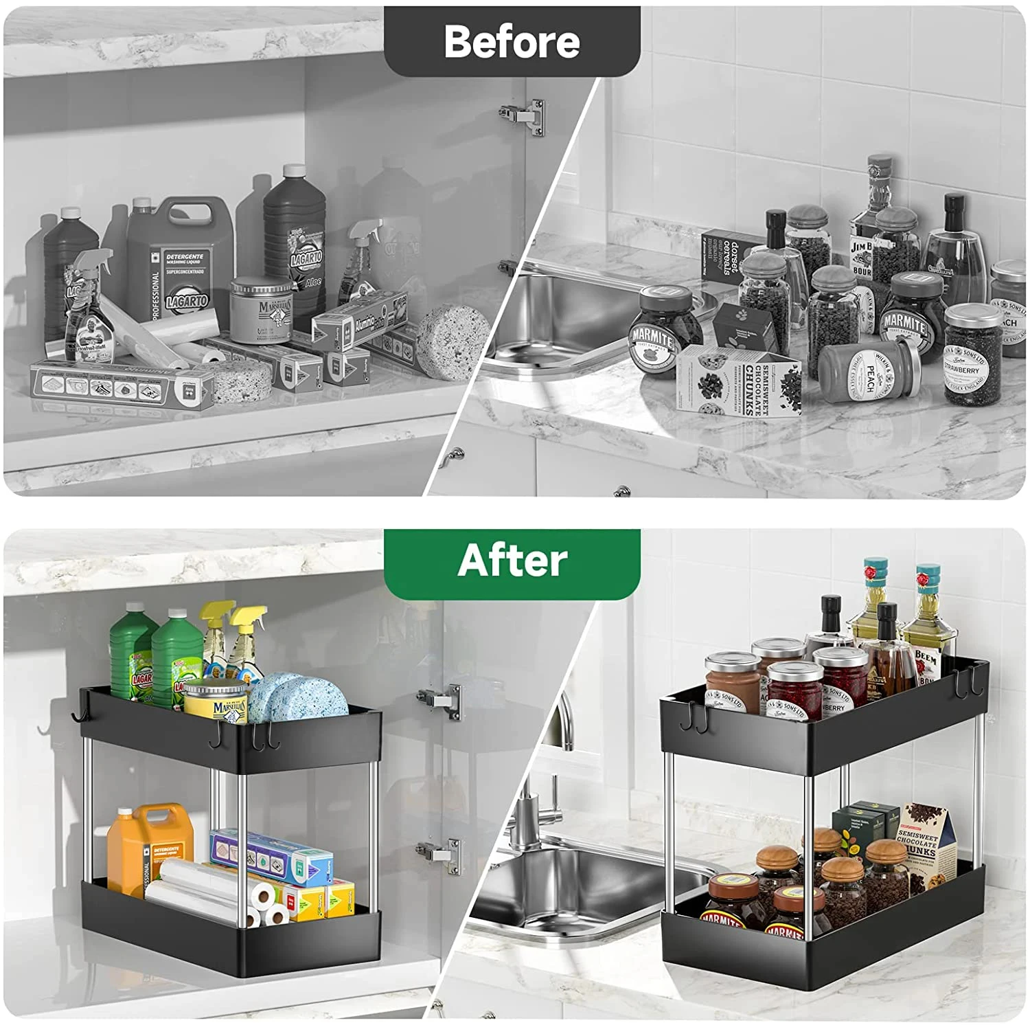 Kitchen Organizer 2 Tier Under Sink Storage Organizer Multipurpose Rack Under Sink Storage Kitchen Cabinet