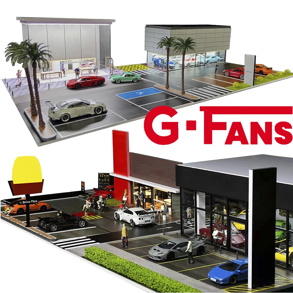 1/64【parking Lot Diorama factory 03】（新品） 1:64 G-FANS Diorama Car Garage Model LED Lighting City Car