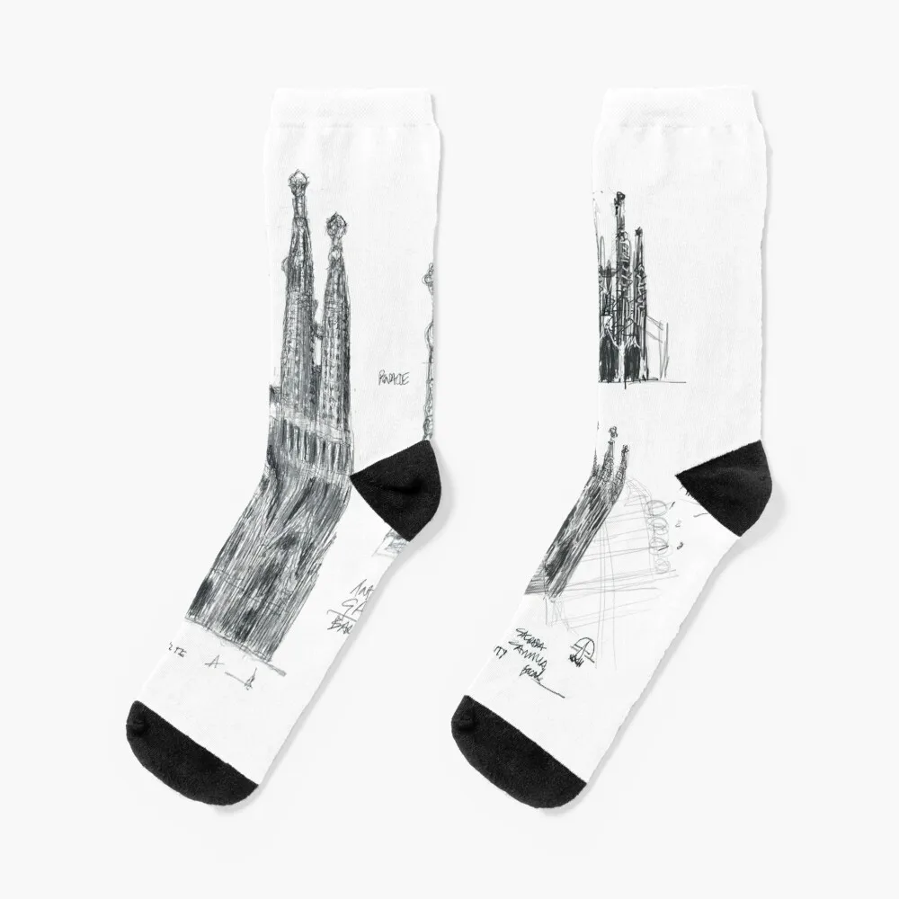 

How to Draw "La Sagrada Familia" Socks professional running Stockings anti slip football Children's Boy Child Socks Women's