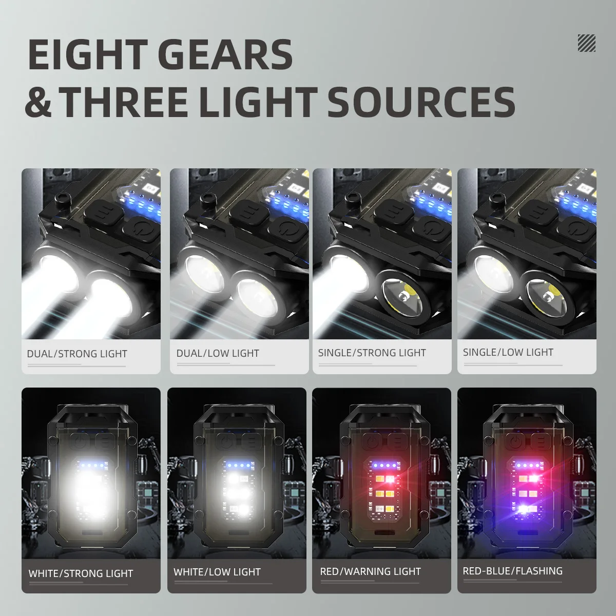 WARSUN Mini LED Flashlight SQ10 Rechargeable Keychain Torch Light with Clip Headlight for Outdoor Camping Hiking Emergency 2