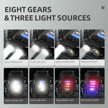 WARSUN Mini LED Flashlight SQ10 Rechargeable Keychain Torch Light with Clip Headlight for Outdoor Camping Hiking Emergency 2