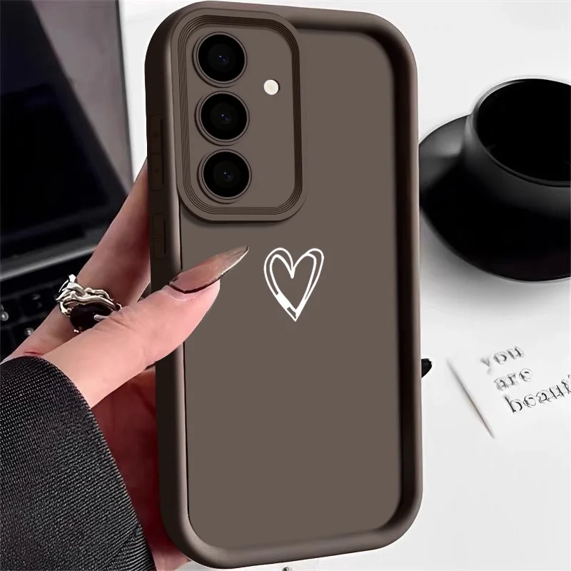 Chic White Line Love Heart Silicone Phone Case