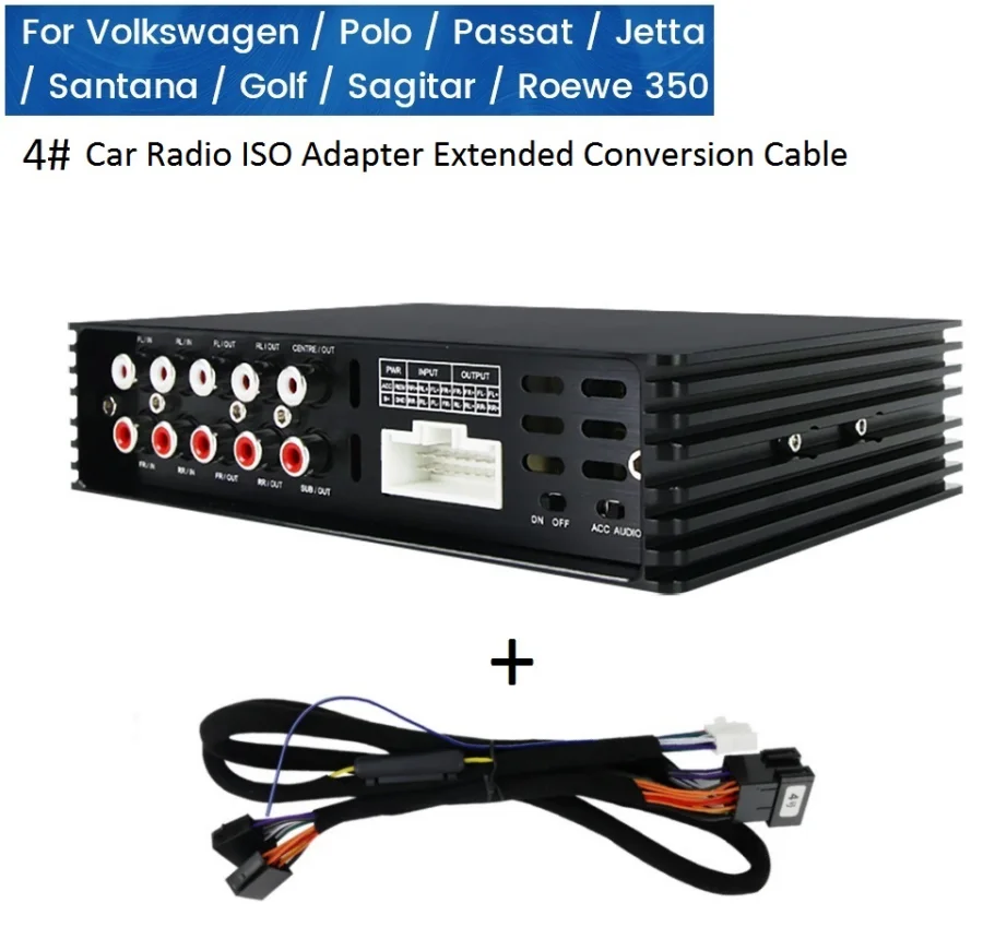 Car stereo amplifier 90W*4 Car Sound DSP Amplifier With Wiring Harness For VW Volkswagen / Polo/Passat/Jetta/Santana/Golf/Sagitar/Roewe 350