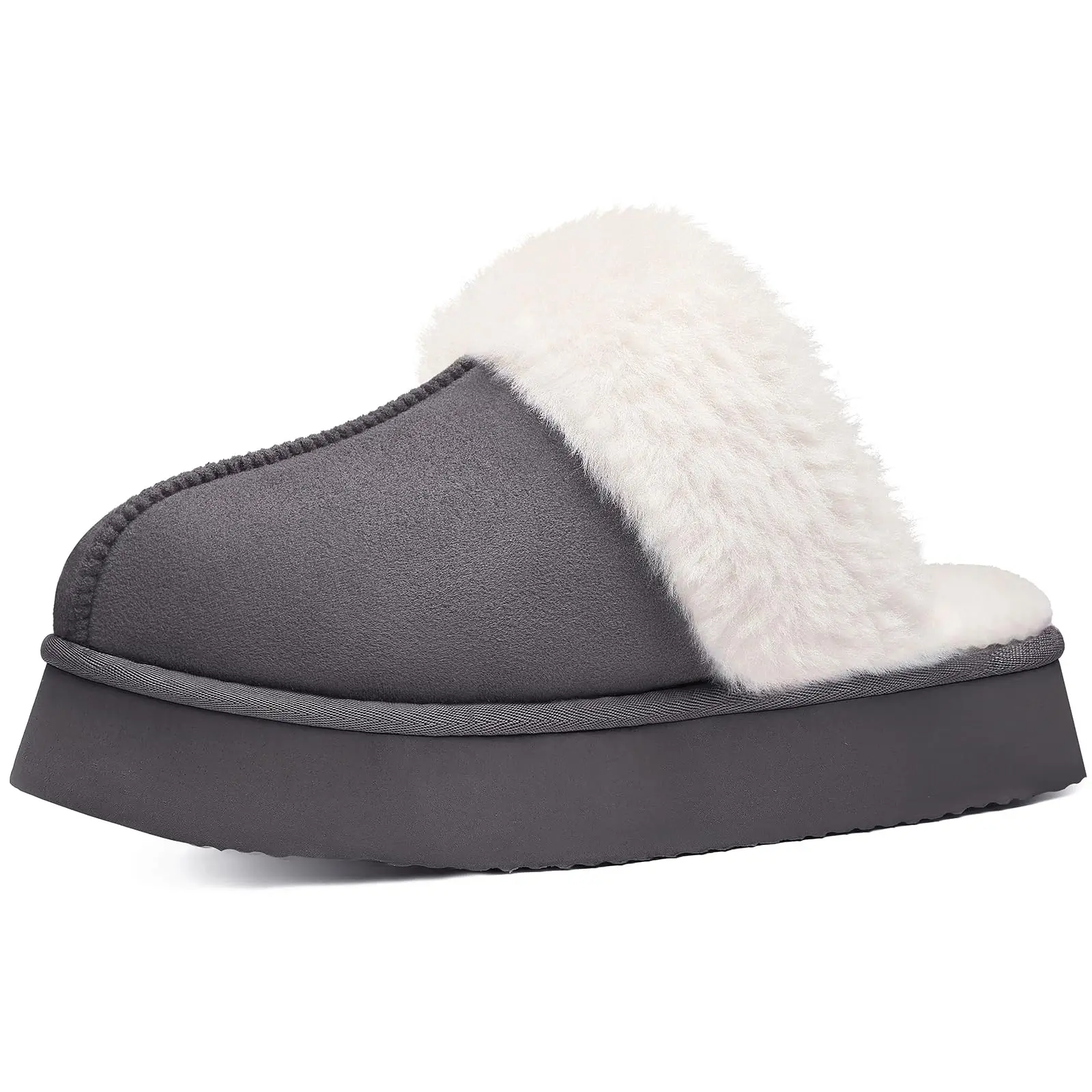 Shevalues Winter Fuzzy Women Slippers Fashion Fur Slippers Soft Thick Sole House Outdoor Anti-Slip Fluffy Furry Slipper