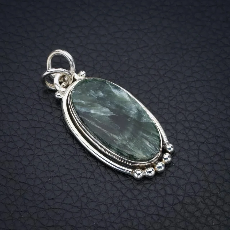 

StarGems Seraphinite Handmade 925 Sterling Silver Pendant 1.5" F4667