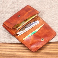 2021 Genuine Leather Wallet For Men Male Vintage Cowhide Short Small Men's Purse Card Holder Case Money Bag Man With Coin Pocket