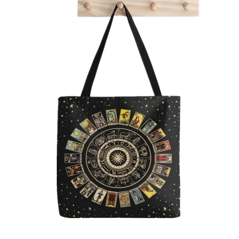 Tarot printed Tote Bag Shopper The Major Arcana women Harajuku shopper handbag girl Shoulder shopping bag Lady Canvas Bag shopping bag tote bags canvas bag canvas bags
