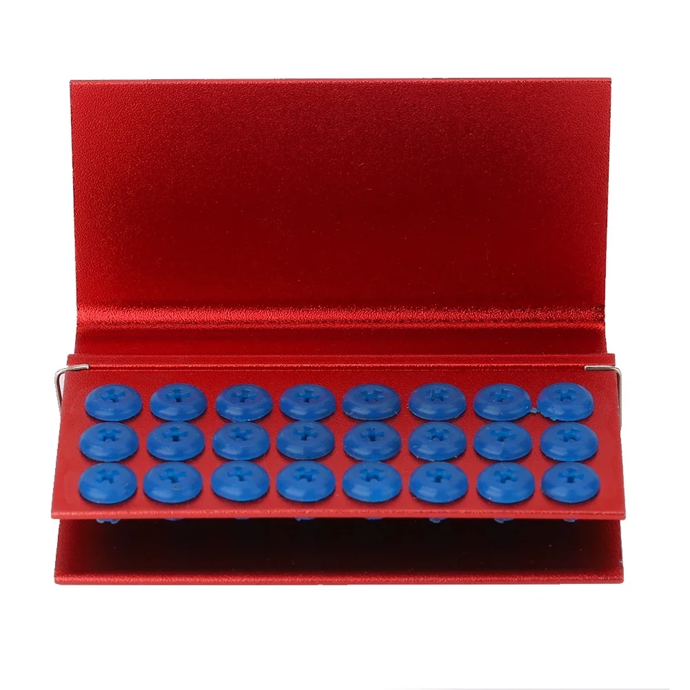 24 Holes With Silicone Pad Aluminium Alloy Disinfection Box Dental High-speed Needle Burs Holder Autoclavable Dentist Tool Red