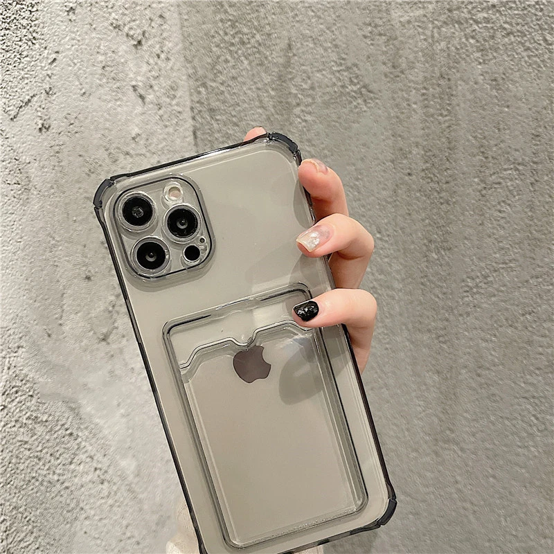 Clear Shockproof Soft Wallet Case with Transparent Card Slot