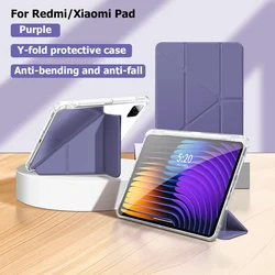 Y - Shaped Transparent Case with Pencil Holder and Multi - Angle Stand for Xiaomi Poco Pad 12.1 (Purple)