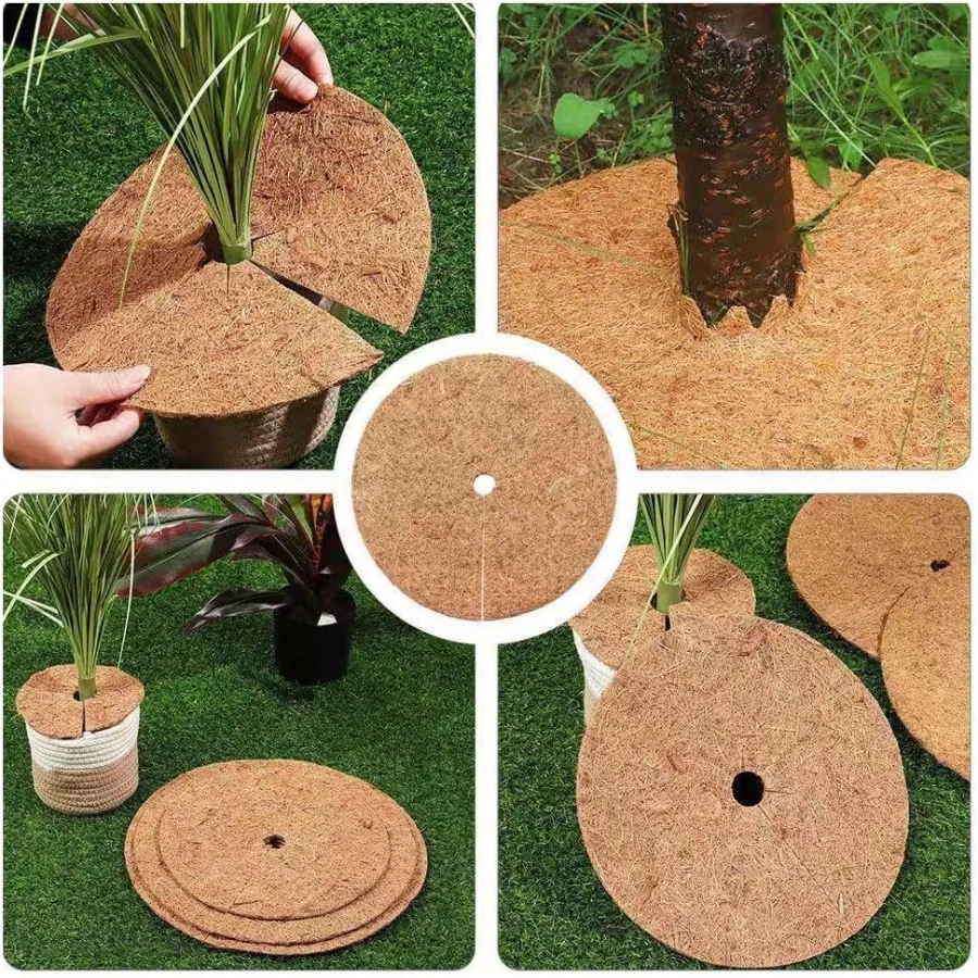 20/30/45/60cm 4 pezzi Natural Coco Coir Fiber Tree pacciamatura anello di protezione tappetino organico per Indoor Outdoor Disc Plant Cover vaso di fiori