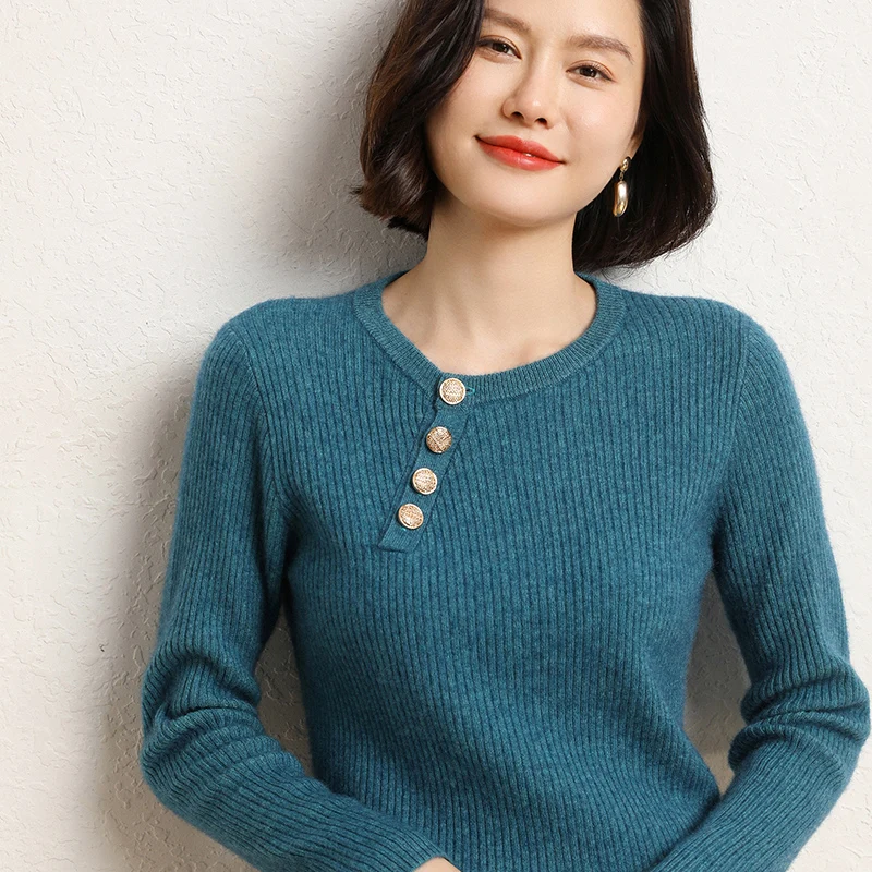 

Free Shipping 100% Pure Cashmere Sweaters For Women Long O-neck Knit Jumpers 2023 Winter Lady Pullovers 2023 New Knit DS01
