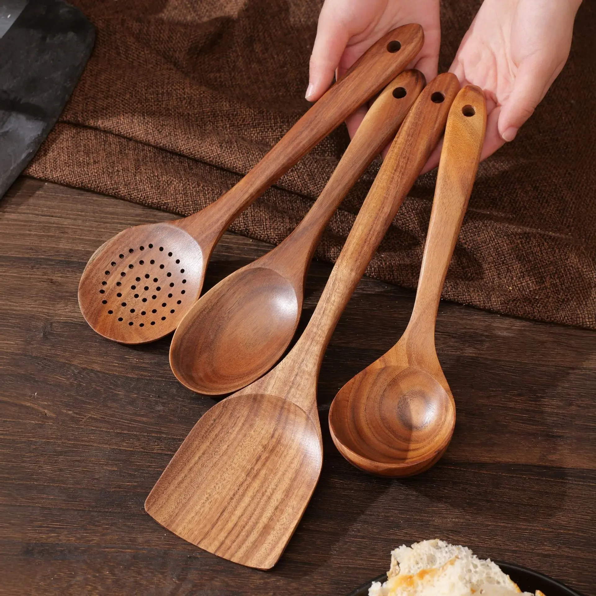 Acacia Wood Spatula Spoon Set Non Stick Cooking Utensils