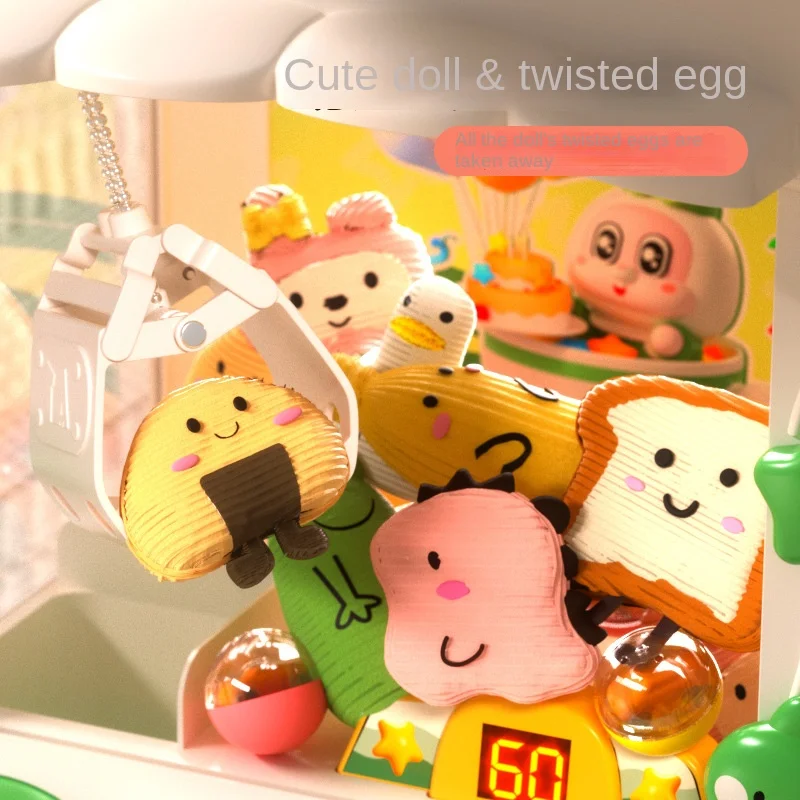 Automatic Doll Machine Toy for Kids Mini Cartoon Coin Operated Play Game Claw Crane Machines with Light Music Children Toy Gifts 3