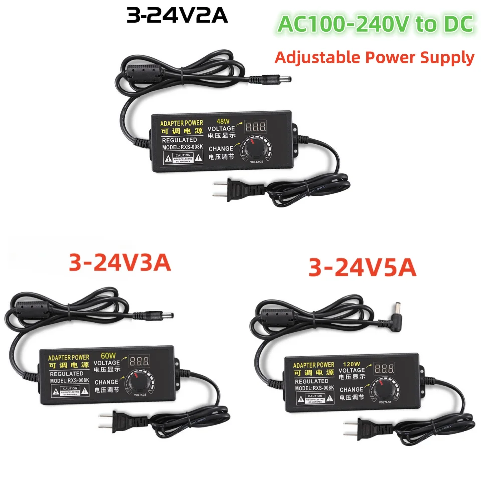 AC110V-220V To DC3V-24V 2/3/5A Adjustable Power Supply with Display ...