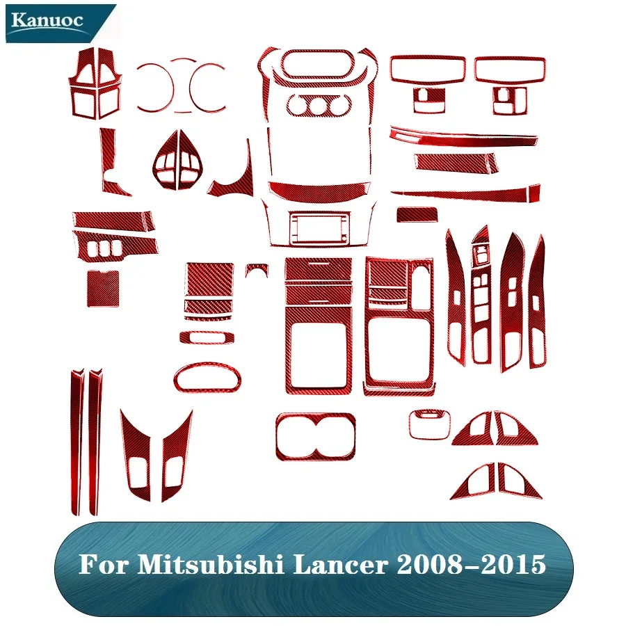 

Carbon Fiber Red Stickers For Mitsubishi Lancer 2008 2009 2010 2011 2012 2013 2014 2015 Car Interior Decorative Accessories