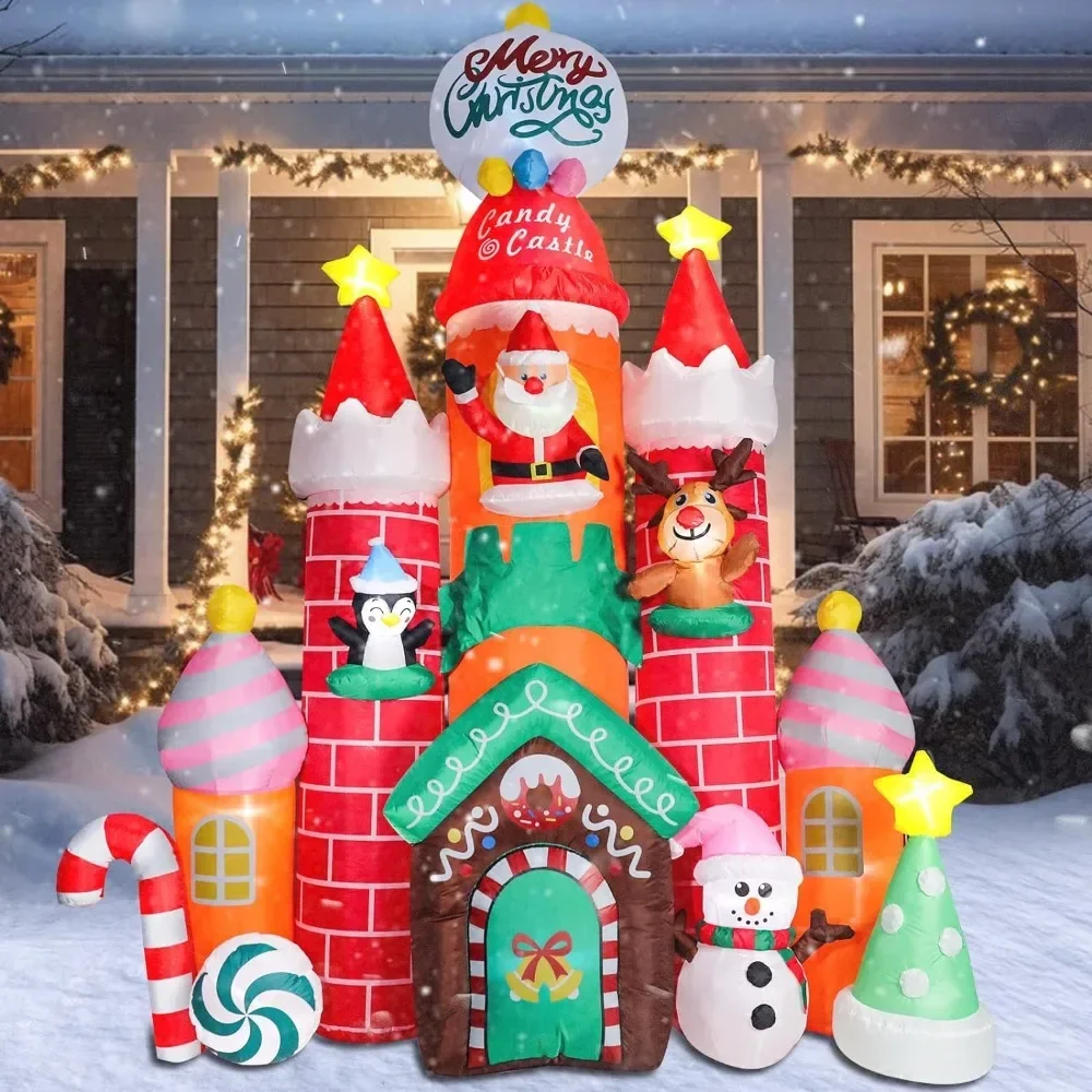 

Garden Christmas Decorations Outdoor Yard Decorations Built-in Bright RGB Projector Light Blow Up for Yard Santa Claus 2024 Home