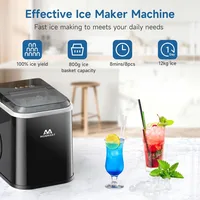 Ice Maker Countertop, LED Display Portable Ice Maker Machine with Handle, 26.5lbs/24Hrs,8 Cubes in 6 Mins,fr Home Kitchen,Office 2