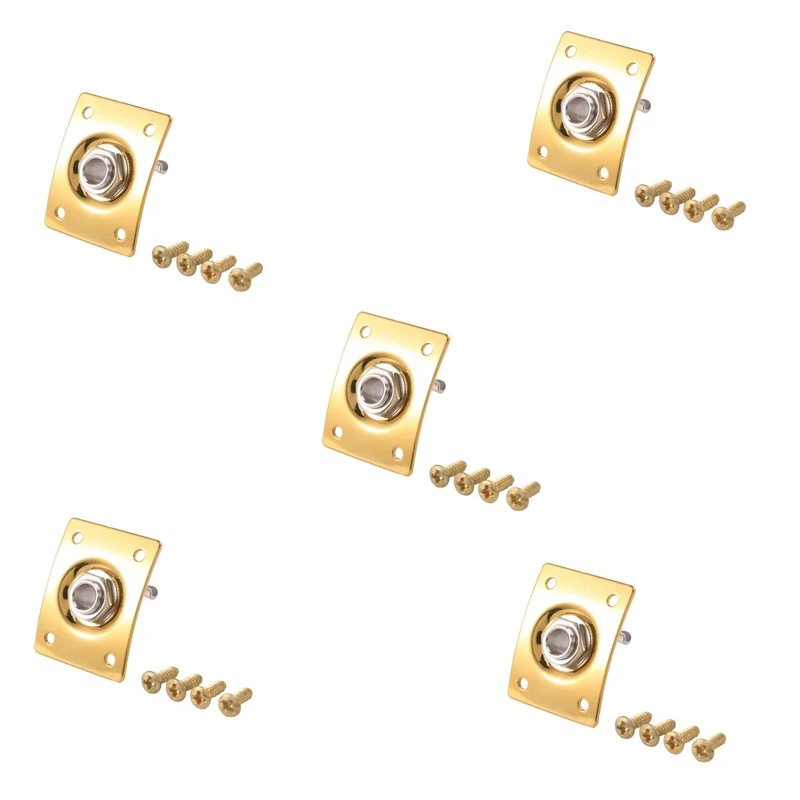 

5X Square Style Jack Plate Guitar Bass Jack 1/4 Output Input Jack Socket For Electric Guitar Parts & Accessories Gold